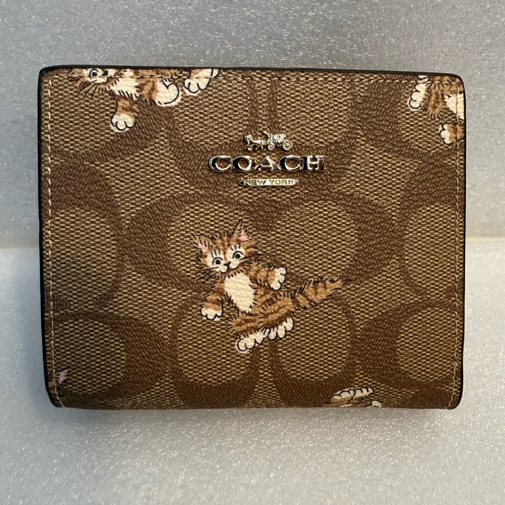Coach Dancing Kitten Cat Pattern Snap Button Wall… - image 1